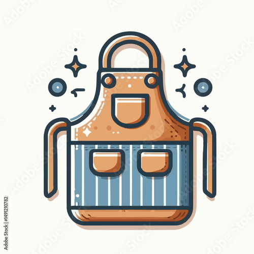 apron, illustration, chef, kitchen, uniform, isolated, restaurant, cook, cooking, vector, culinary, design, food, fabric, background, apparel, work, woman, white, waiter, black, clothing, clothes, ico