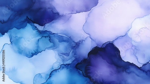 Abstract Watercolor Background in Blue and Purple Tones