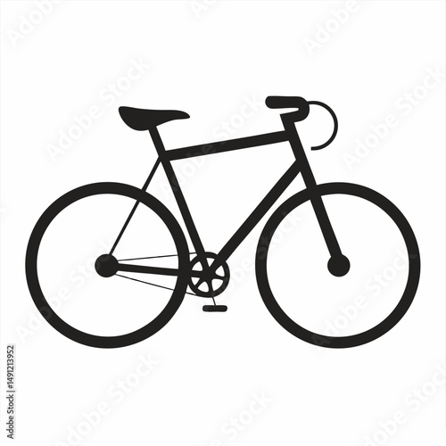 A black and white drawing of a bicycle with a black seat