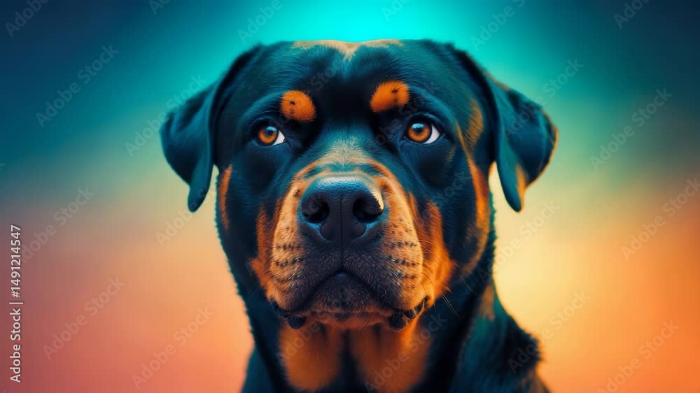 Video showcasing the head of a rottweiler