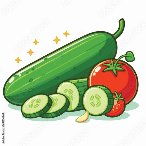 vegetable, healthy, organic, green, cucumber, food, fresh, vegetarian, background, cucumbers, diet, ingredient, isolated, white, slice, salad, raw, nature, agriculture, ripe, sliced, object, health, c