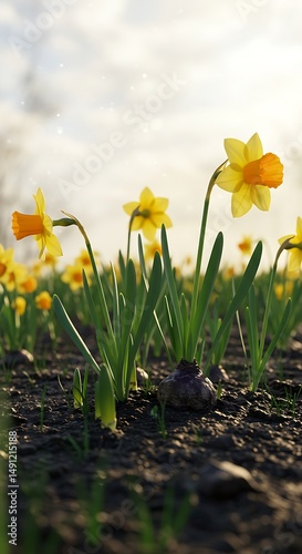Golden Hour Daffodils: Spring's Gentle Awakening