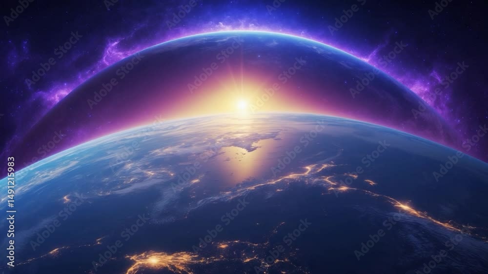 Beautiful Earth: Panoramic view of the Earth, sun, star, and galaxy with sunrise over planet Earth from space, Elements of this image furnished by Ai Beautiful Earth: Panoramic view of the Earth, sun, star, and galaxy with sunrise over planet Earth from space, Elements of this image furnished by Ai