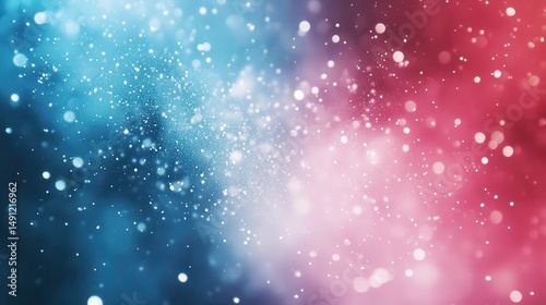Sparkling Bokeh Effect in Blue and Red Shades with Soft Glow