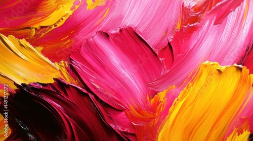 Vibrant Abstract Art with Bold Brush Strokes in Vivid Colors