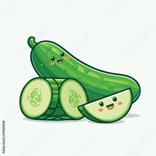 vegetable, healthy, organic, green, cucumber, food, fresh, vegetarian, background, cucumbers, diet, ingredient, isolated, white, slice, salad, raw, nature, agriculture, ripe, sliced, object, health, c