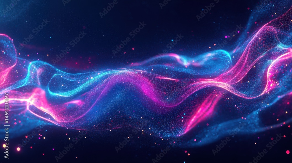 Fototapeta premium Vibrant Flowing Waves of Colorful Light in Abstract Digital Art