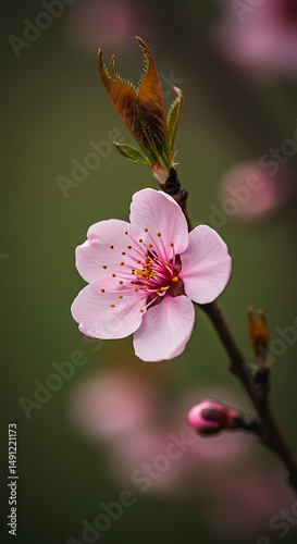 Delicate Peach Blossom: Spring's Gentle Awakening