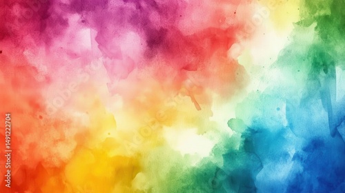 Vibrant Abstract Watercolor Background in Rainbow Color Palette