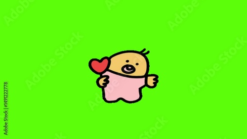 Baby animation cute heart green screen free footage