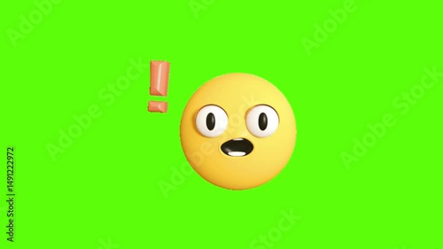 Surprised emoji with exclamation green screen stock