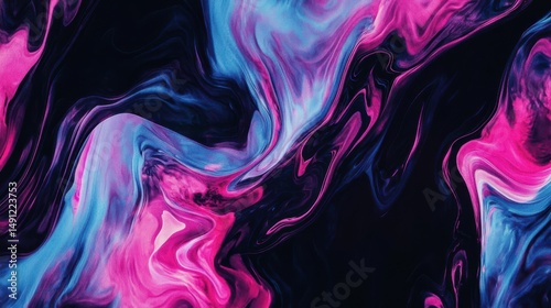 Vibrant Swirls of Blue and Pink Abstract Fluid Art Background