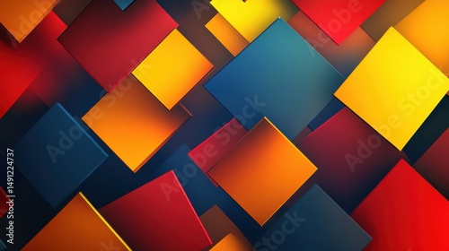 Abstract Colorful Geometric Shapes with Depth and Texture