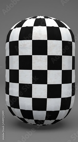 Checkered Sphere: 3D Render, Textured Geometry, Monochromatic Depth