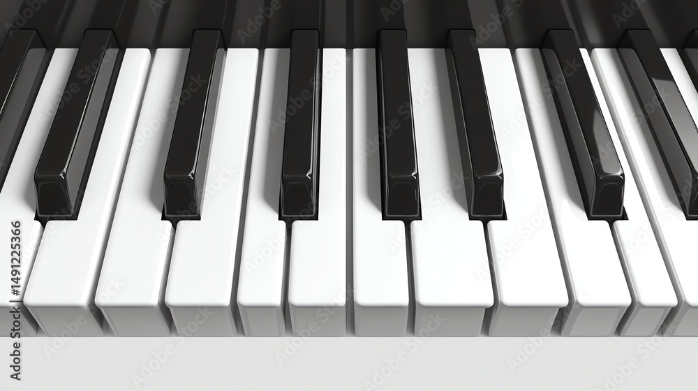 The stock photo shows a close-up of white piano keys. The stock photo shows a close-up of white piano keys.