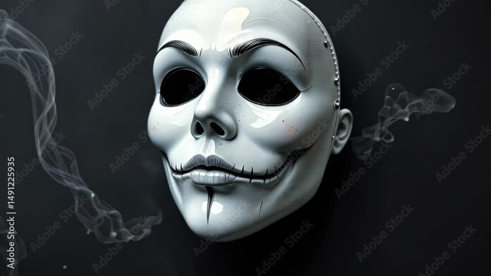 Skull Mask on Black Background
