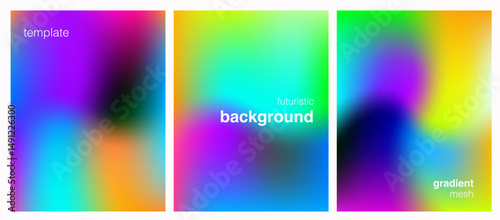 Abstract vector backgrounds with vibrant gradient mesh in pink, green, blue, and yellow. Smooth blend, soft glow, and futuristic style ideal for digital, web, creative, and presentation design.