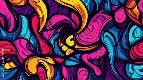 Colorful Abstract Swirls with Vibrant Fluid Shapes and Patterns