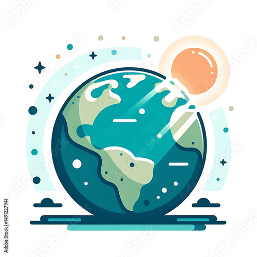 Earth globe flat illustration isolated on white background.