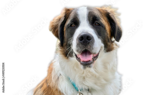 Billede på lærred Saint Bernard Mix Dog Headshot on White Background