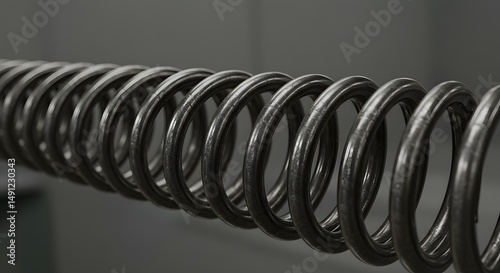 A coil of steel spring partially compressed