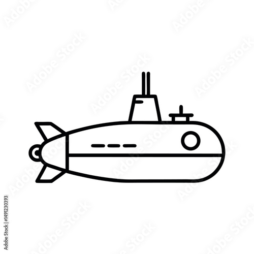Detailed Submarine Drawing in Minimal Line Style