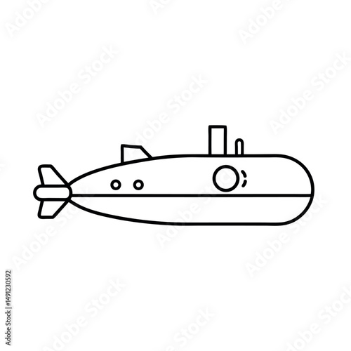 Minimalist Submarine Design in Line Art Vector