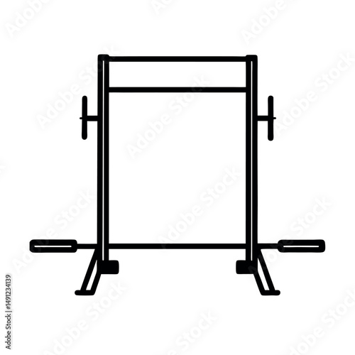 Stylized Squat Rack Machine in Line Art Vector