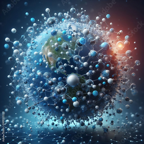 Molecular structure formed the three-dimensional earth, the implication of the sense of science and technology.