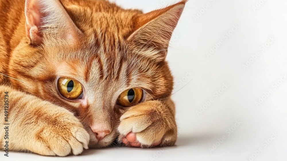 Fototapeta premium Close-up image of a ginger cat resting.