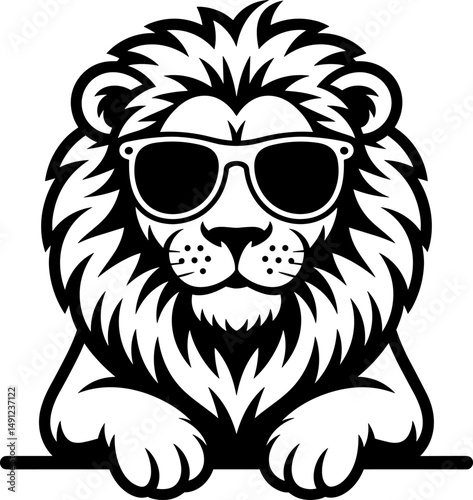 Lion Head Silhouette Wearing Sunglasses