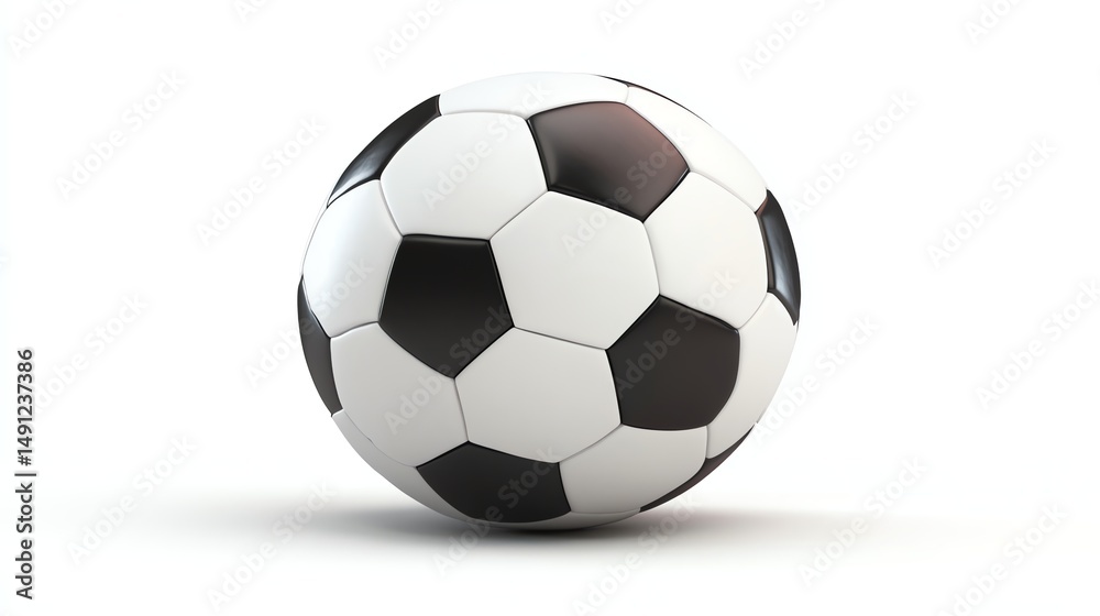 Fototapeta premium A single, vibrant soccer ball is prominently displayed against a plain white background.