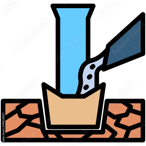 Concrete mini illustration outline color icon, use for civil engineering, industry, construction UI, UX kit, app and web development, digital or print.