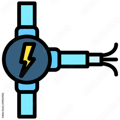 Conduit Pipe mini illustration outline color icon, use for civil engineering, industry, construction UI, UX kit, app and web development, digital or print.