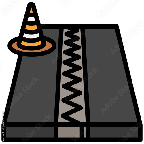 Expansion Joint mini illustration outline color icon, use for civil engineering, industry, construction UI, UX kit, app and web development, digital or print.