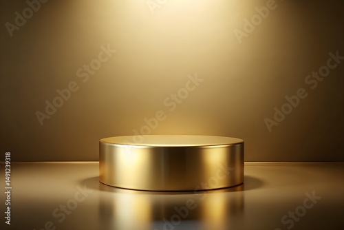 Cylinder gold podium on gradient background © MdJilu
