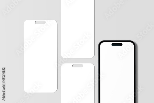 Blank phone screen presentation mockup with grey background 