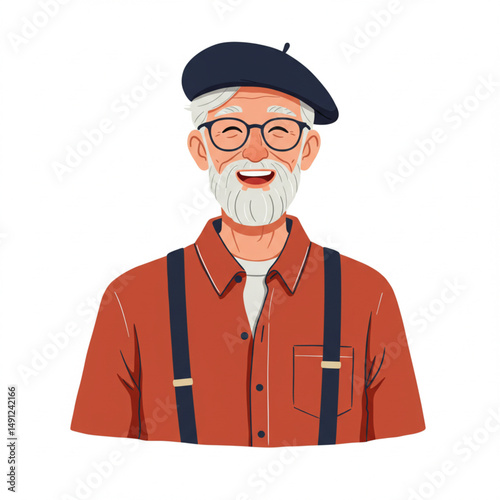 Trendy Senior Man Fashion Cartoon Character Vector Illustration
