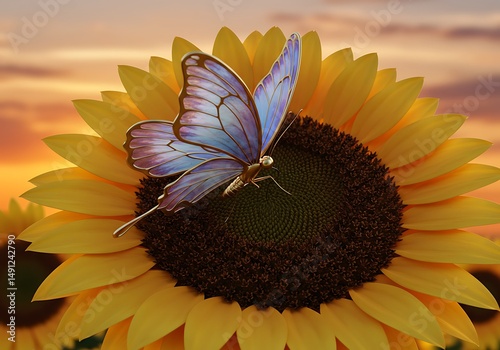 Sunset Serenade: Sapphire Wings
