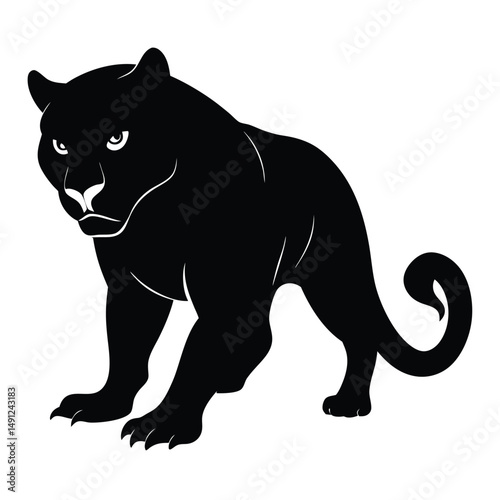 Black tiger in stealth mode silhouette, crouching low.