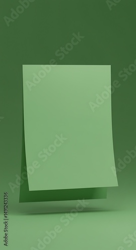 Floating Green Paper: Subtle Depth, Soft Light