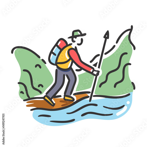river trekking icon, river trekking vector illustration-simple illustration of river trekking, perfect for river trekking logos and icons