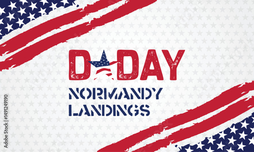 Red D Day Memorial Poster with American Patriotism Banner Background