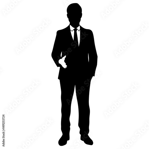 手を差し出す男性ビジネスマンのシルエット