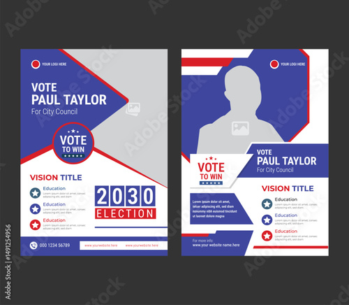 Election Campaign Flyer Template, vote campaign presidential election brochure cover leaflet vector layout design.