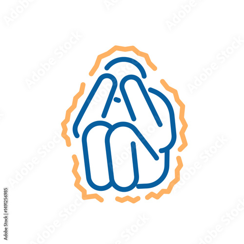Phobia and panic icon. Vector thin line illustration with editable stroke showing intense fear, avoidance, internal tension and anxiety disorder. Person shaking hiding eyes with hands