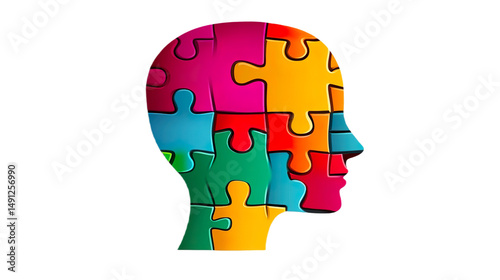 Abstract Brain Composition Colorful Puzzle Symbolizing Intelligence Creativity Mental Wellness