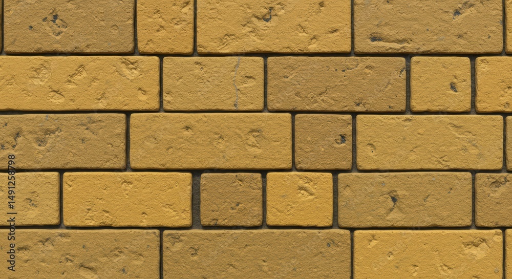 Fototapeta premium Yellow Brick Wall Texture Seamless Pattern
