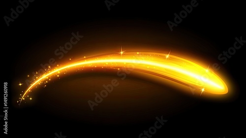 A luminous, golden light trail against a dark backdrop.