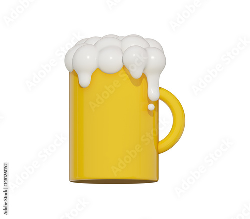 Mug of chilled light beer with beer foam head